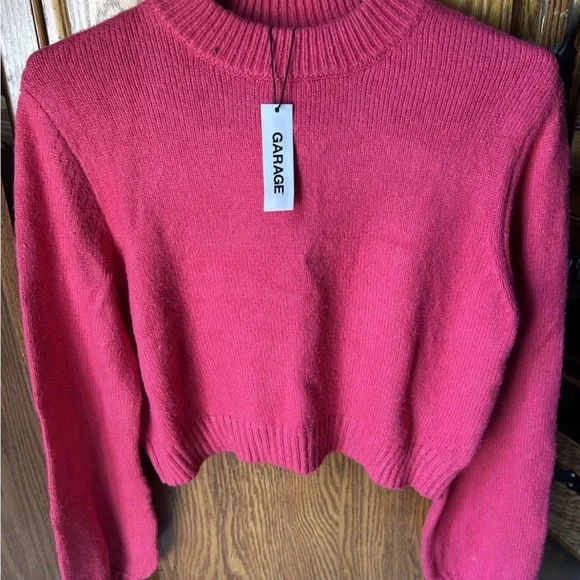 SOLD Garage Vibrant Pink Crew Neck Sweater - Picture 2 of 5
